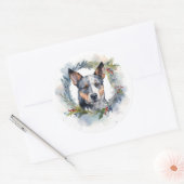 Blue Heeler Weihnachtsfeier Festliche Jungfrau Runder Aufkleber (Umschlag)