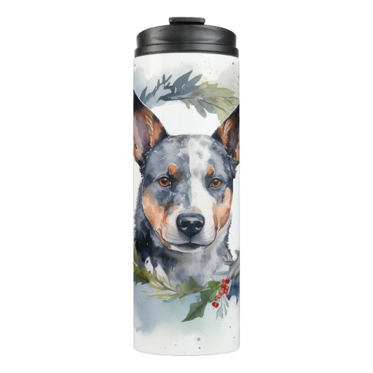 Blue Heeler Weihnachtsfeier Festliche Jungfrau Thermosbecher (Vorderseite)