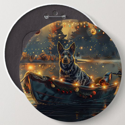 Blue Heeler Weihnachtsfest Reise Button (Vorne & Hinten)
