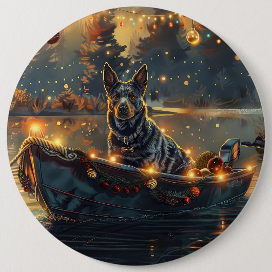 Blue Heeler Weihnachtsfest Reise Button (Vorderseite)
