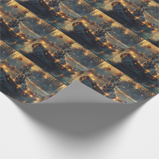 Blue Heeler Weihnachtsfest Reise Geschenkpapier (Ecke)