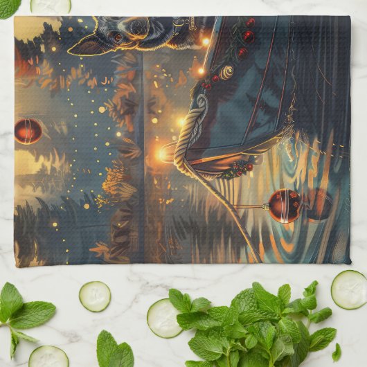 Blue Heeler Weihnachtsfest Reise Geschirrtuch (Gefaltet)