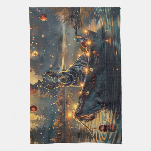 Blue Heeler Weihnachtsfest Reise Geschirrtuch (Vertikal)