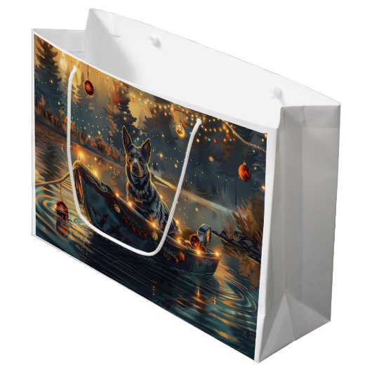 Blue Heeler Weihnachtsfest Reise Große Geschenktüte (Vorderseite Schrägansicht)