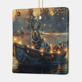 Blue Heeler Weihnachtsfest Reise Keramikornament (Links)