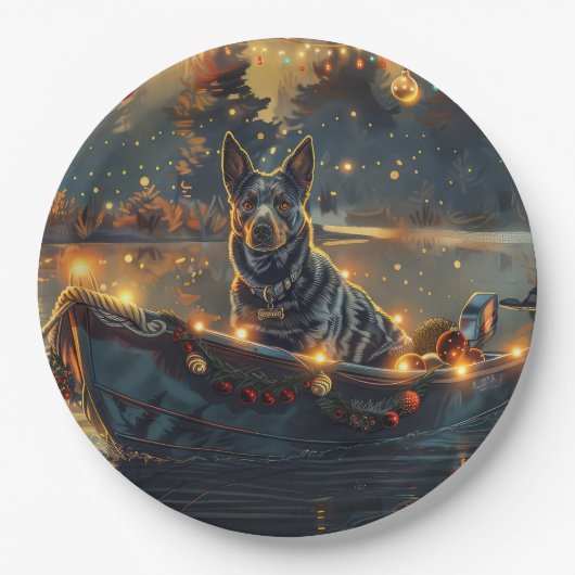 Blue Heeler Weihnachtsfest Reise Pappteller (Vorderseite)