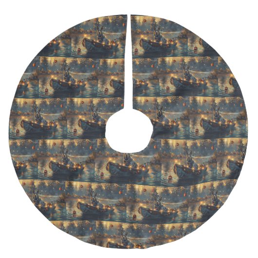 Blue Heeler Weihnachtsfest Reise Polyester Weihnachtsbaumdecke (Vorderseite)