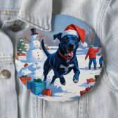 Blue Heeler Weihnachtsfest Schneeszene Button (Beispiel)