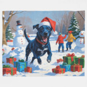Blue Heeler Weihnachtsfest Schneeszene Fleecedecke (Vorderseite (Horizontal))
