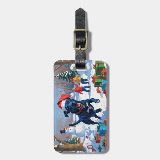 Blue Heeler Weihnachtsfest Schneeszene Gepäckanhänger (Vorderseite vertikal)