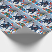 Blue Heeler Weihnachtsfest Schneeszene Geschenkpapier (Ecke)