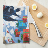 Blue Heeler Weihnachtsfest Schneeszene Geschirrtuch (Viertel Falte)