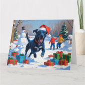 Blue Heeler Weihnachtsfest Schneeszene Karte (Vorderseite)
