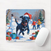 Blue Heeler Weihnachtsfest Schneeszene Mousepad (Mit Mouse)