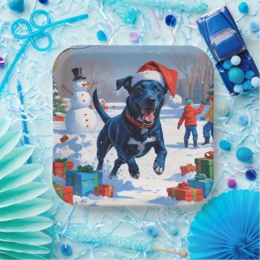Blue Heeler Weihnachtsfest Schneeszene Pappteller (Party)