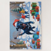 Blue Heeler Weihnachtsfest Schneeszene Puzzle (Vertikal)