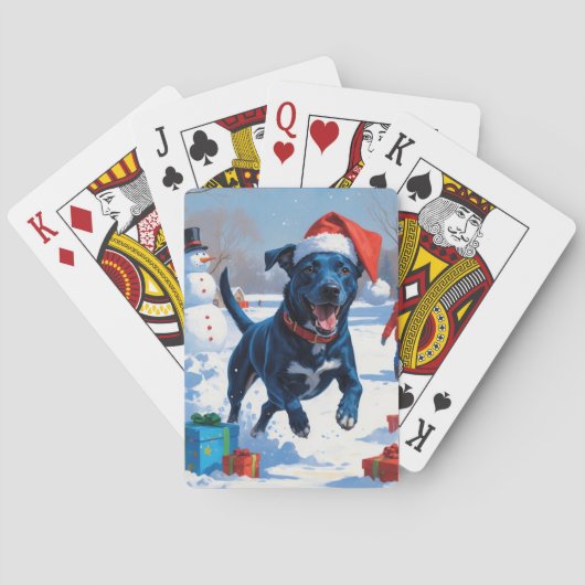 Blue Heeler Weihnachtsfest Schneeszene Spielkarten (Rückseite)