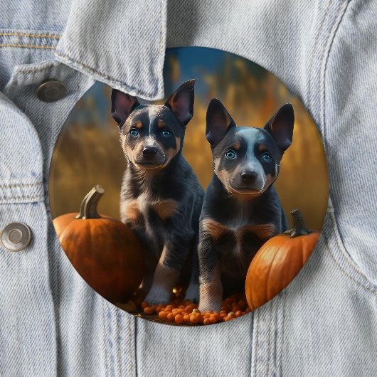 Blue Heeler Welpe Autumn Delight Pumpkin Button (Beispiel)