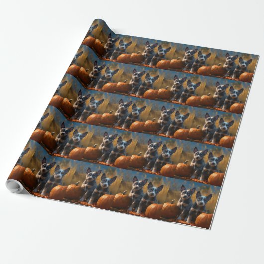 Blue Heeler Welpe Autumn Delight Pumpkin Geschenkpapier (Ungerollt)