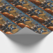 Blue Heeler Welpe Autumn Delight Pumpkin Geschenkpapier (Ecke)