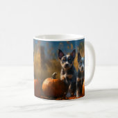 Blue Heeler Welpe Autumn Delight Pumpkin Kaffeetasse (VorderseiteRechts)