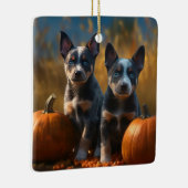 Blue Heeler Welpe Autumn Delight Pumpkin Keramikornament (Rechts)