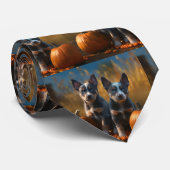 Blue Heeler Welpe Autumn Delight Pumpkin Krawatte (Gerollt)