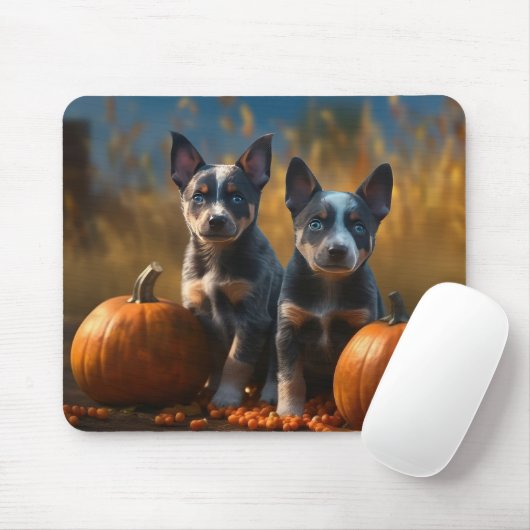 Blue Heeler Welpe Autumn Delight Pumpkin Mousepad (Mit Mouse)