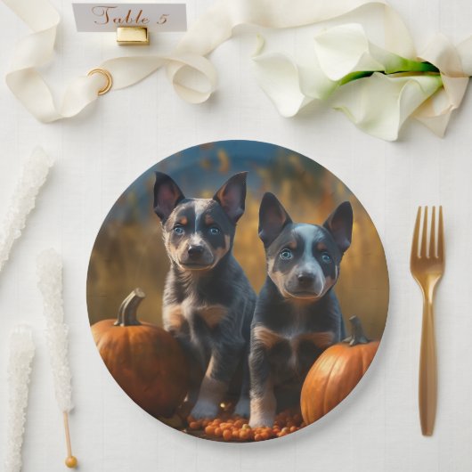 Blue Heeler Welpe Autumn Delight Pumpkin Pappteller (Hochzeit)