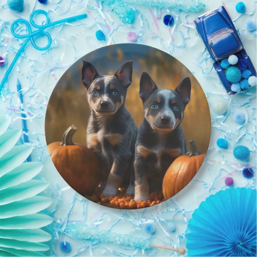 Blue Heeler Welpe Autumn Delight Pumpkin Pappteller (Party)