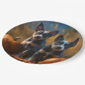 Blue Heeler Welpe Autumn Delight Pumpkin Pappteller (Schrägansicht)