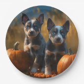 Blue Heeler Welpe Autumn Delight Pumpkin Pappteller (Vorderseite)