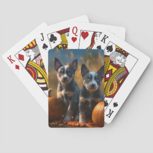 Blue Heeler Welpe Autumn Delight Pumpkin Spielkarten