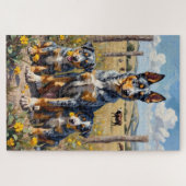 Blue Heeler Wild Field Kunst Puzzle (Horizontal)