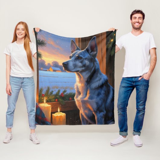 Blue Heeler With Christmas Lights Holiday Fleecedecke (Beispiel)