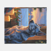 Blue Heeler With Christmas Lights Holiday Fleecedecke (Vorderseite (Horizontal))