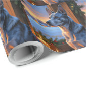 Blue Heeler With Christmas Lights Holiday  Geschenkpapier (Rolleneckpunkt)