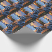 Blue Heeler With Christmas Lights Holiday  Geschenkpapier (Ecke)
