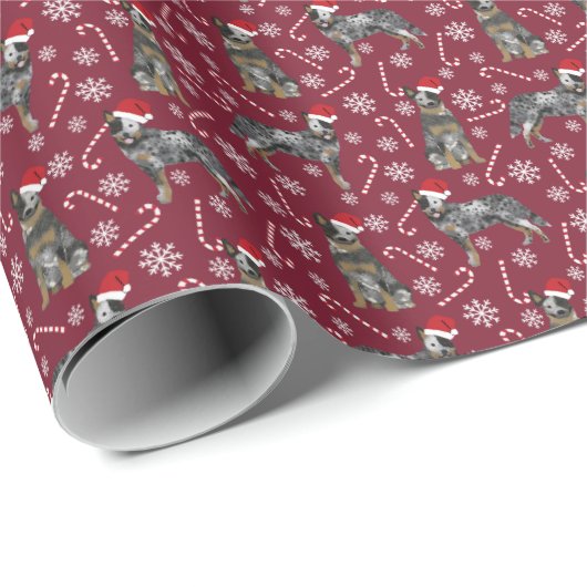 Blue Heelon Weihnachtshundewrapping Paper Geschenkpapier (Rolleneckpunkt)