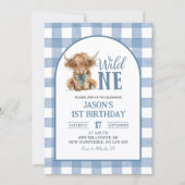 Blue Heifer Bull First Birthday Invitation Einladung (Vorderseite)