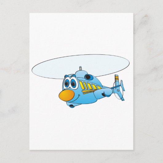 Blue Helicopter Cartoon Postkarte (Vorderseite)