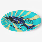 Blue Helicopter Pappteller (Schrägansicht)