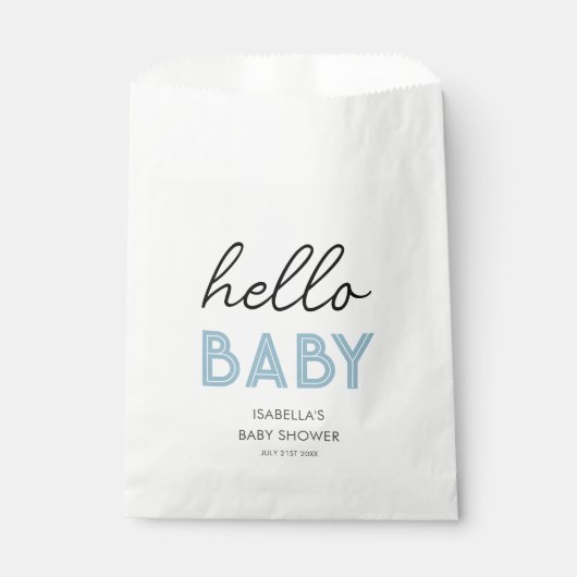 Blue Hello Baby | Babydusche Geschenktütchen (Vorderseite)