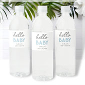 Blue Hello Baby | Babydusche Wasserflaschenetikett