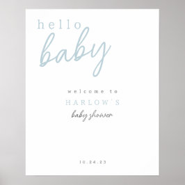 Blue Hello Baby Modernes Baby Dusche Begrüßungszei Poster