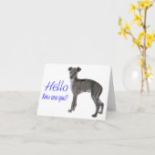 Blue Hello Greyhound Puppy Karte (Gelbe Blume)