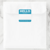 Blue "Hello" Name Abzeichen Buchzeichen Quadratischer Aufkleber (Tasche)