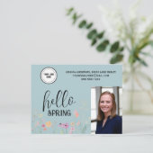 Blue Hello Spring Floral Real Anwesen Werbung Postkarte (Stehend Vorderseite)