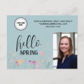 Blue Hello Spring Floral Real Anwesen Werbung Postkarte (Vorderseite)