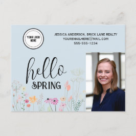 Blue Hello Spring Realty Werbeaktion Postkarte